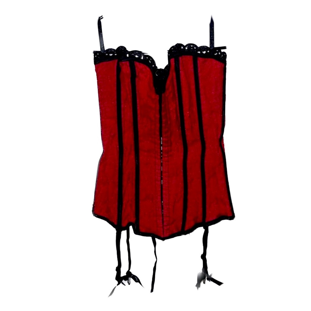 Bustier red/black lovers lane.Reversible 2 black.lace design tie